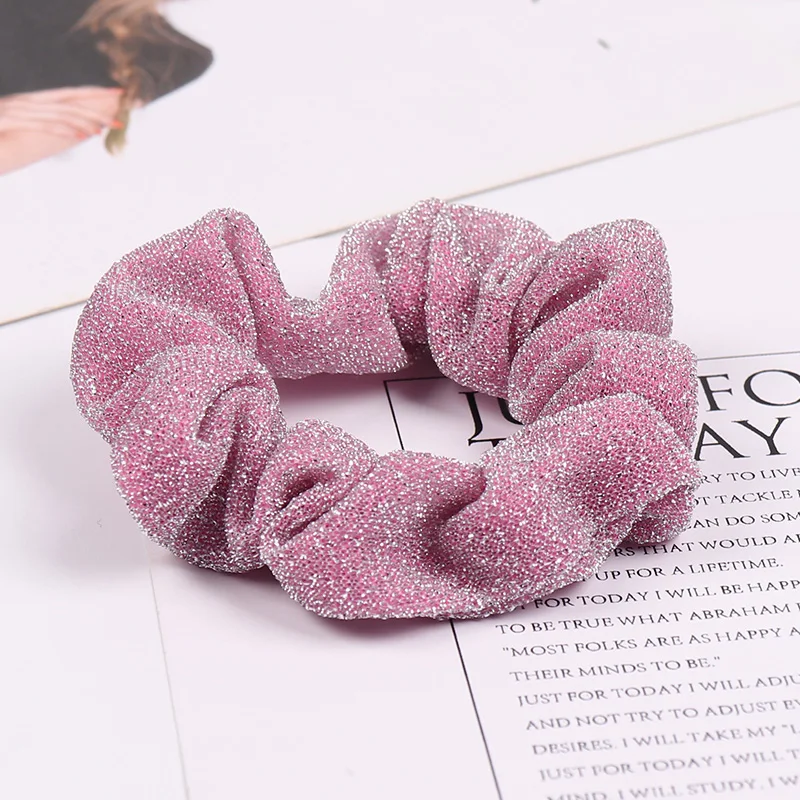 2 шт./компл. женские аксессуары для волос для блеска волос Scrunchies Для женщин повязки на голову, блестящий металлический ткань хвост держатель резинки для волос резинка