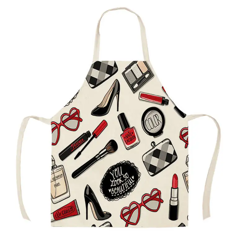 Kitchen Apron Colorful Nail Polish women Printed Sleeveless Cotton Linen Aprons for Men Women Home Cleaning Tools WQTX183 | Дом и сад