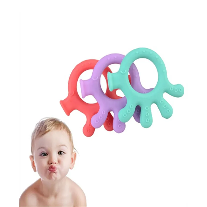 

Мягкие Силиконовые Зубные кольца для младенцев, детские игрушки для прорезывания зубов, зубные кольца с рисунком осьминога, подарок на Baby ...