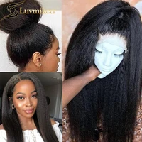 kinky straight 360 lace frontal wigs pre plucked with baby hair hd lace 250 density yaki natural human hair wigs for black women
