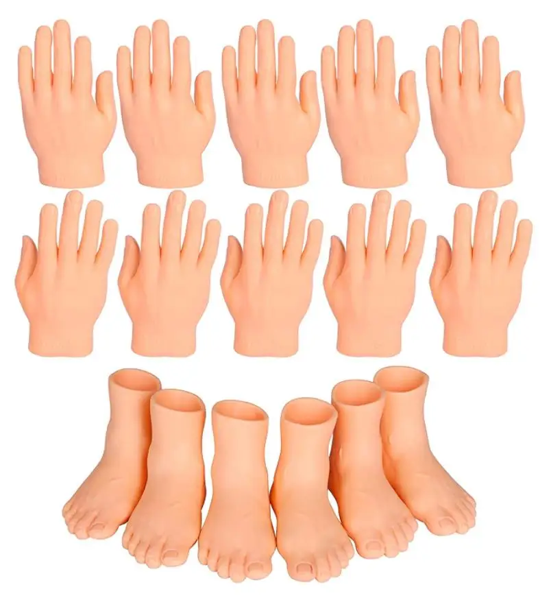 

Tiny Hands Feet for Fingers Puppets Party Novelty Decor Premium Small Rubber High Five Gesture Left Right 100pcs/Lot