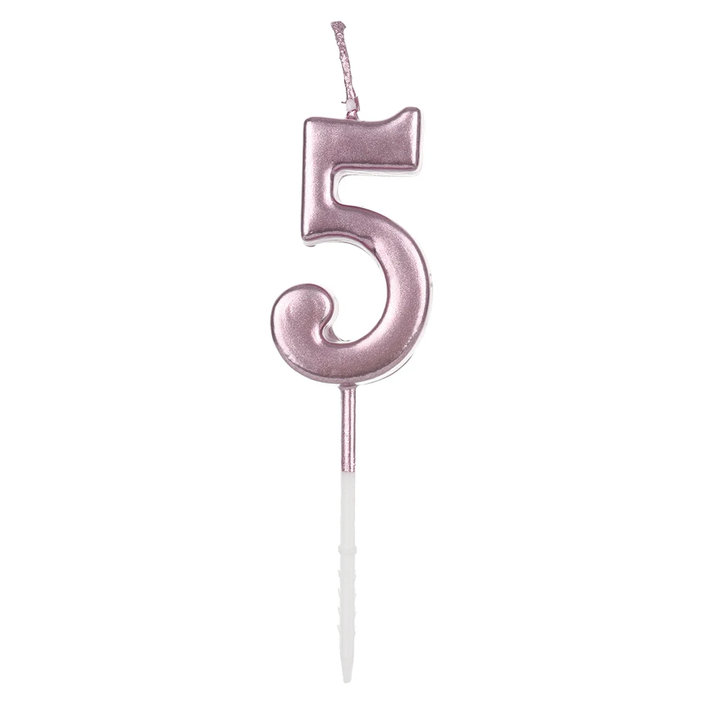5rose gold 1 предмет розовые, золотые, серебряные декор кекса номер 0-9 свечи для торта фигурки жениха и невесты; подарок на день рождения вечерние поставки - Цвет: 5rose gold