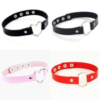 high quality 4 button punk gothic belt choker necklace pu leather on neck buckle necklaces jewelry for women party