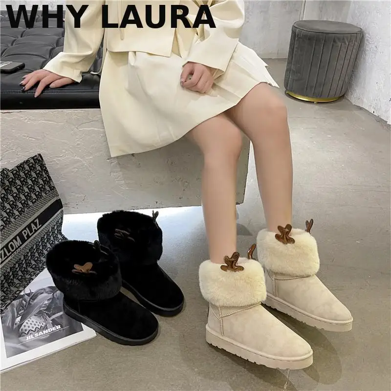 

Women's snow boots, Women's low shoe flats platform boots Women's warm non-slip comfort winter shoes boots - women's luxury desi