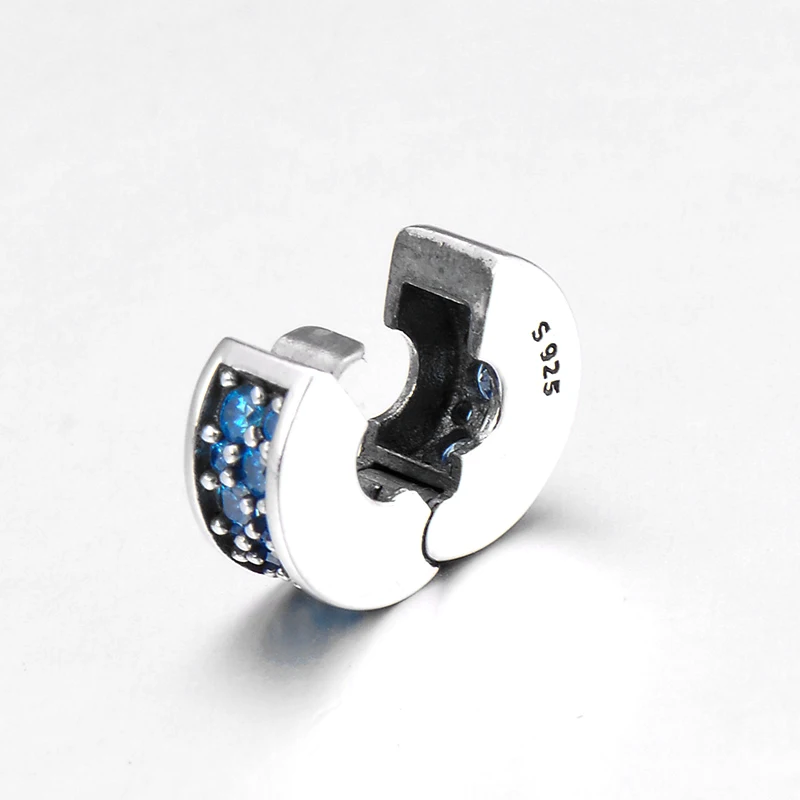 Квадратные синие фианиты 100% Аутентичные зеркальные серебряные мелкие зажимы