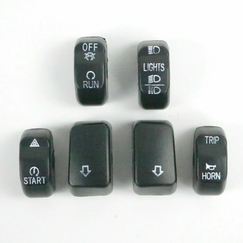 

6Pcs Motorcycle Hand Control Switch Housing Button Cover Caps Kit Accessories Black Chrome for Harley Dyna Softail Sportster XL