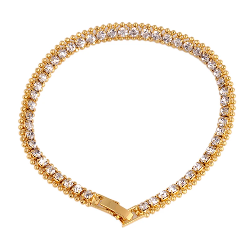 1X элегантный стиль хип-хоп мужской браслет золотой Iced Out 1 ряд Стразы цепочка