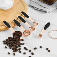 rose gold stainless steel measuring spoons 5 piece set color boxed baking tools diy cake measuring cup kit