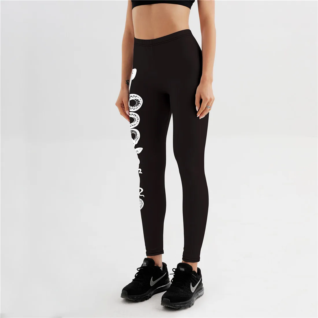 Qickitout Sexy Women's Black Leggings Print Animal Snake Push Up Fitness Legging Slim workout Legging nike leggings