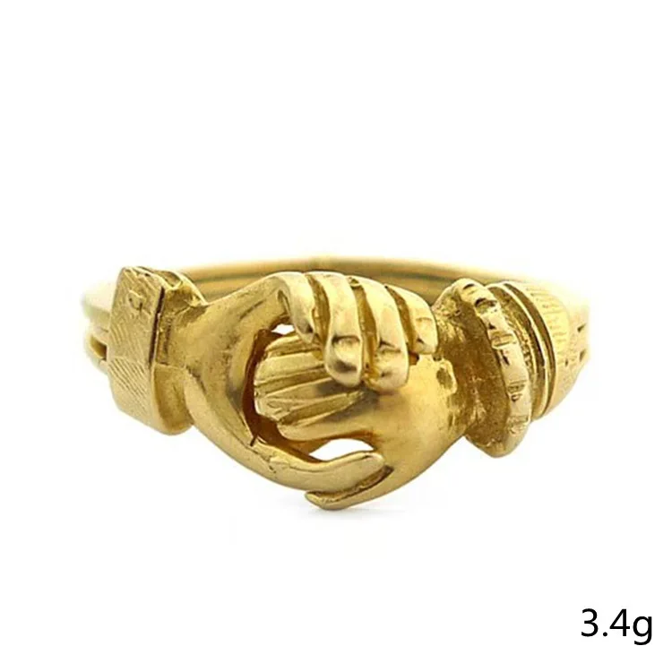 

Golden Beauty Euramerican Popularity Personality And Hand Shake Ring In Hand Ring Factory Direct Sale