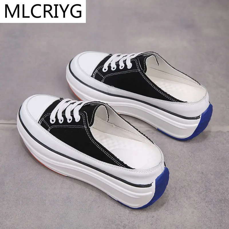 

2021 Summer New Lace-up Baotou Casual Shoes Women Sandals Fashion Comfortable Outer Wear Thick-soled Increased Women Sandals