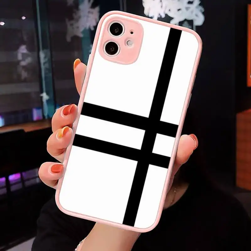 

Black and white checked cattle Phone Case Matte transparent For Pink iPhone 12 Mini 11 Pro XR XS Max 7 8 Plus X Back Cover