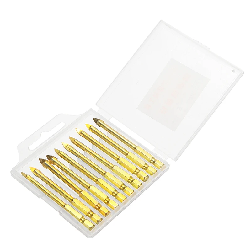 

1 комплект цементных сверл для керамической плитки, сверление отверстий, шестигранная ручка, Открыватель отверстий, треугольные сверла