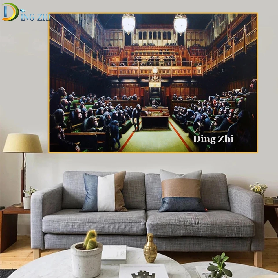 

Алмазная 5D картина «сделай сам», живопись с изображением обезьяны, с полным количеством квадратов, круглых бусин, вышивка крестиком, мозаика, домашний декор для стен