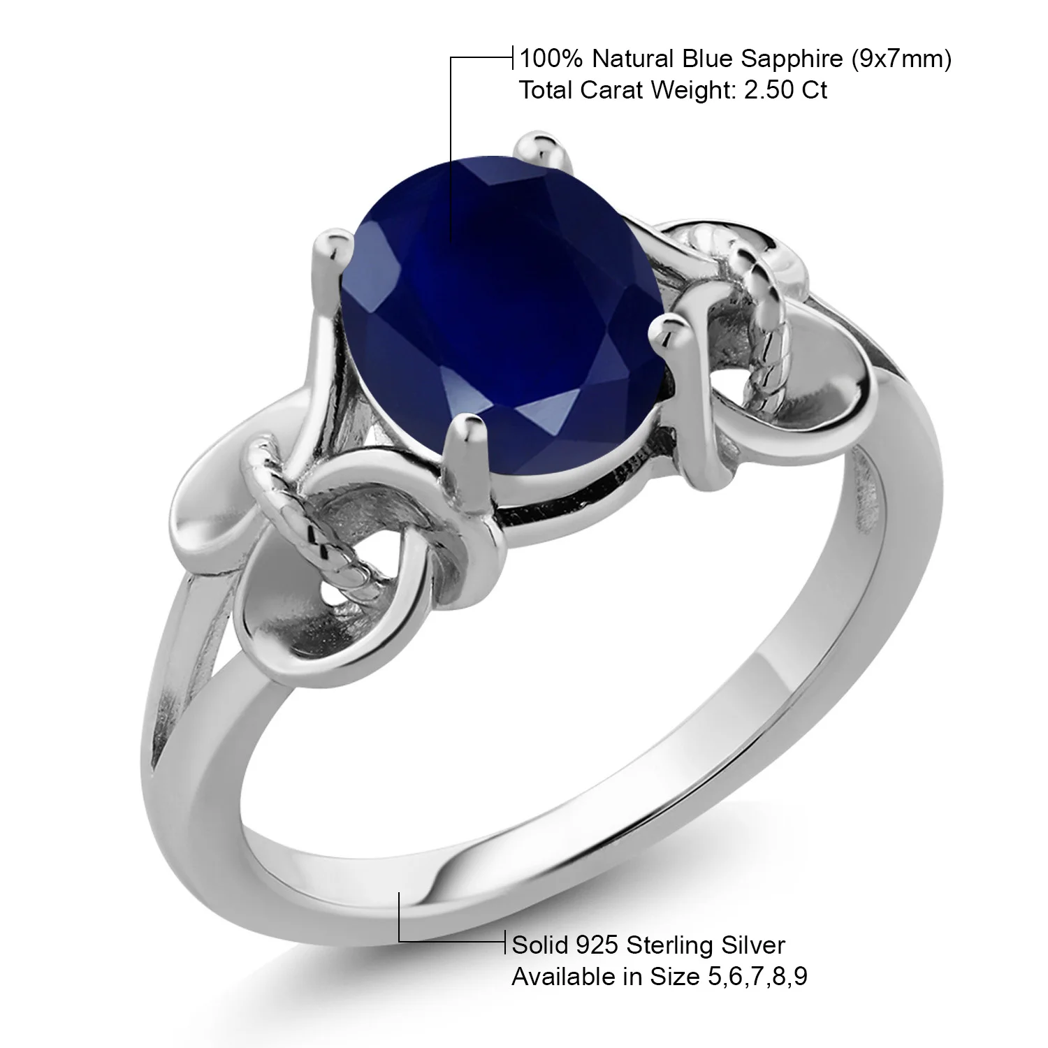 Драгоценный камень 2 50 карат Овальный натуральный синий сапфир драгоценный