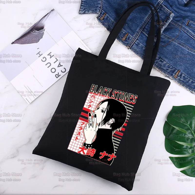 

Japanese Anime Osaki Nana Harajuku Nana Graphic Black Canvas Bag, Shopping Bag Reusable Canvas Bag Ladies Shoulder Bag