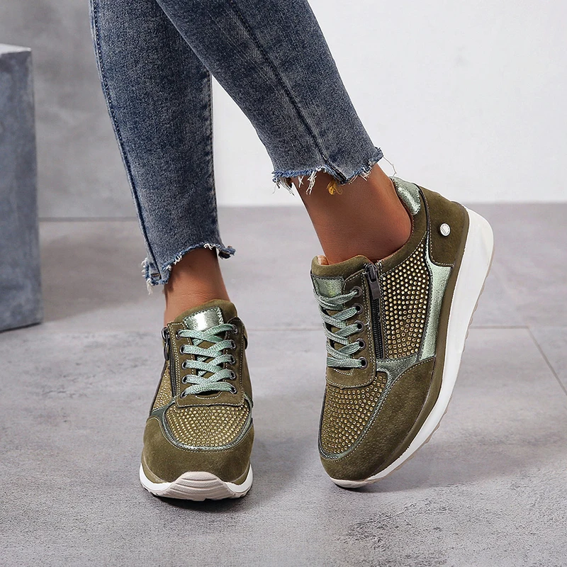 2020 New Hot Fashion Women Sneakers Female Casual Shoes Suede Zipper Rivet Outdoor Sport Spring | Обувь