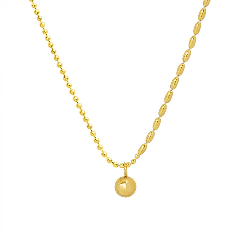 

Stainless Steel Bead And Zircon Necklace Pendant Chain Clavicle Female Plated Minimalist Gift For Women Decoration Jewellery
