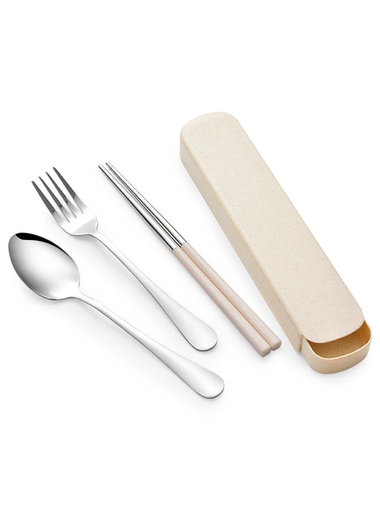 Японская Милая портативная посуда из нержавеющей стали палочки для еды набор