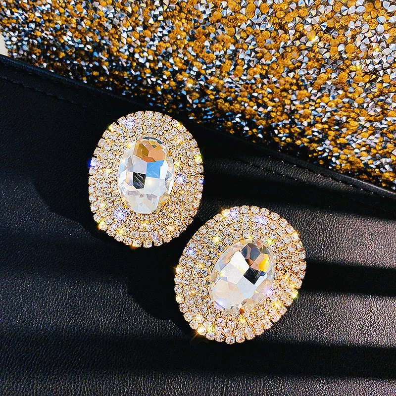 Большие эффектные Роскошные серьги гвоздики Стразы для женщин модные ювелирные