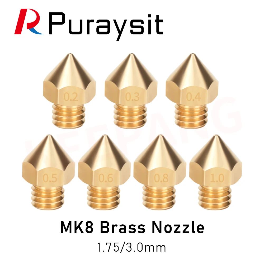 

30pcs 3D Printer Accessories MK8 Pointed Brass Nozzle 1.75/3.0mm Extruder Dedicated External Thread