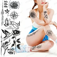 temporary tattoo for women tattoos stickers fake tatto lion rose birds owl letter tattoo sticker body painting one time tattoos
