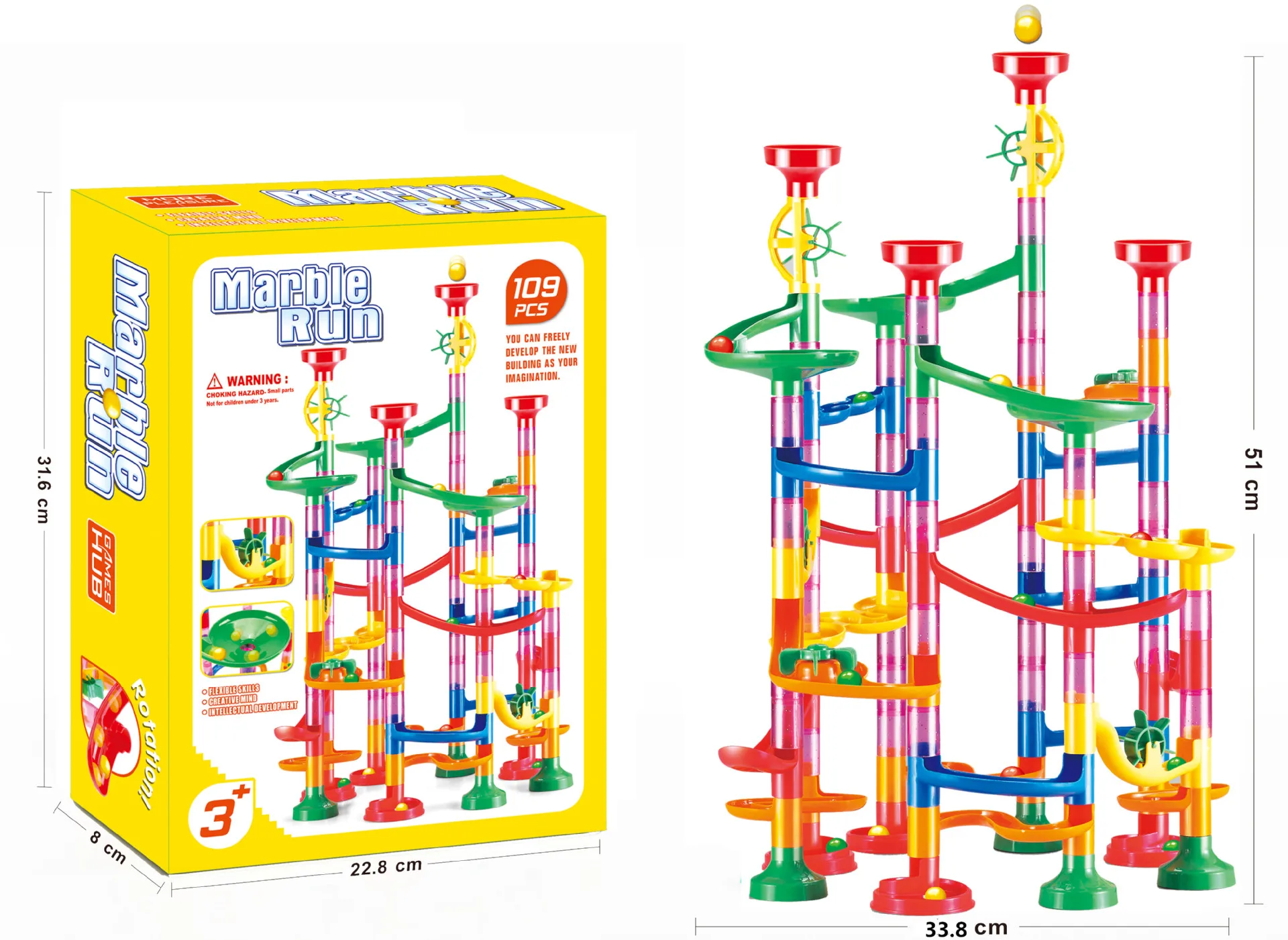 

105PCS early education toy track ball building blocks 3D three-dimensional labyrinth pipe diy assembled building blocks
