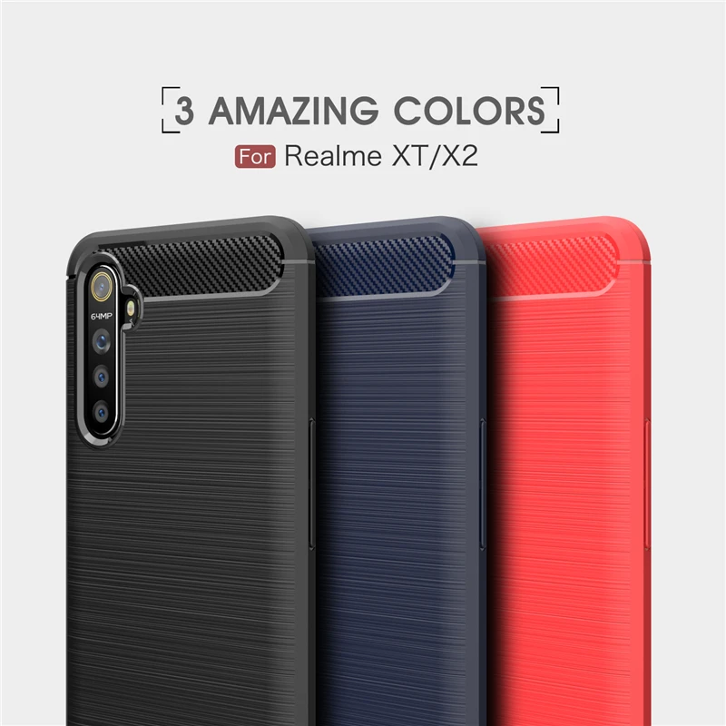 carbon fiber cover for oppo realme xt case silicone rubber bumper shockproof cover for oppo realme xt case realme xt 730g xt free global shipping