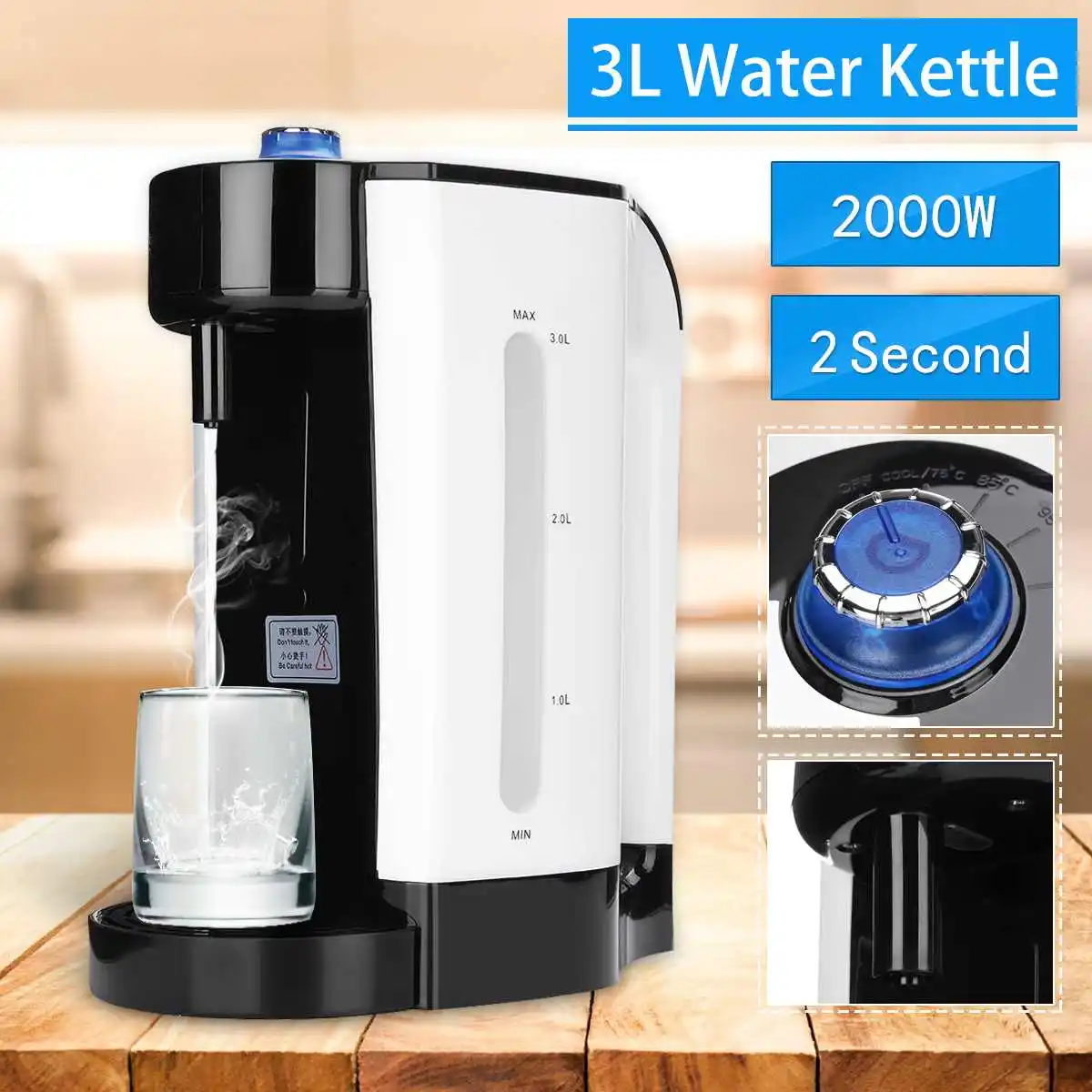 

220V 3L Instant Electric Water Kettle Automatic Heating Boiler Tea Coffee Maker Water Boiling Dispenser Portable Heating Tool