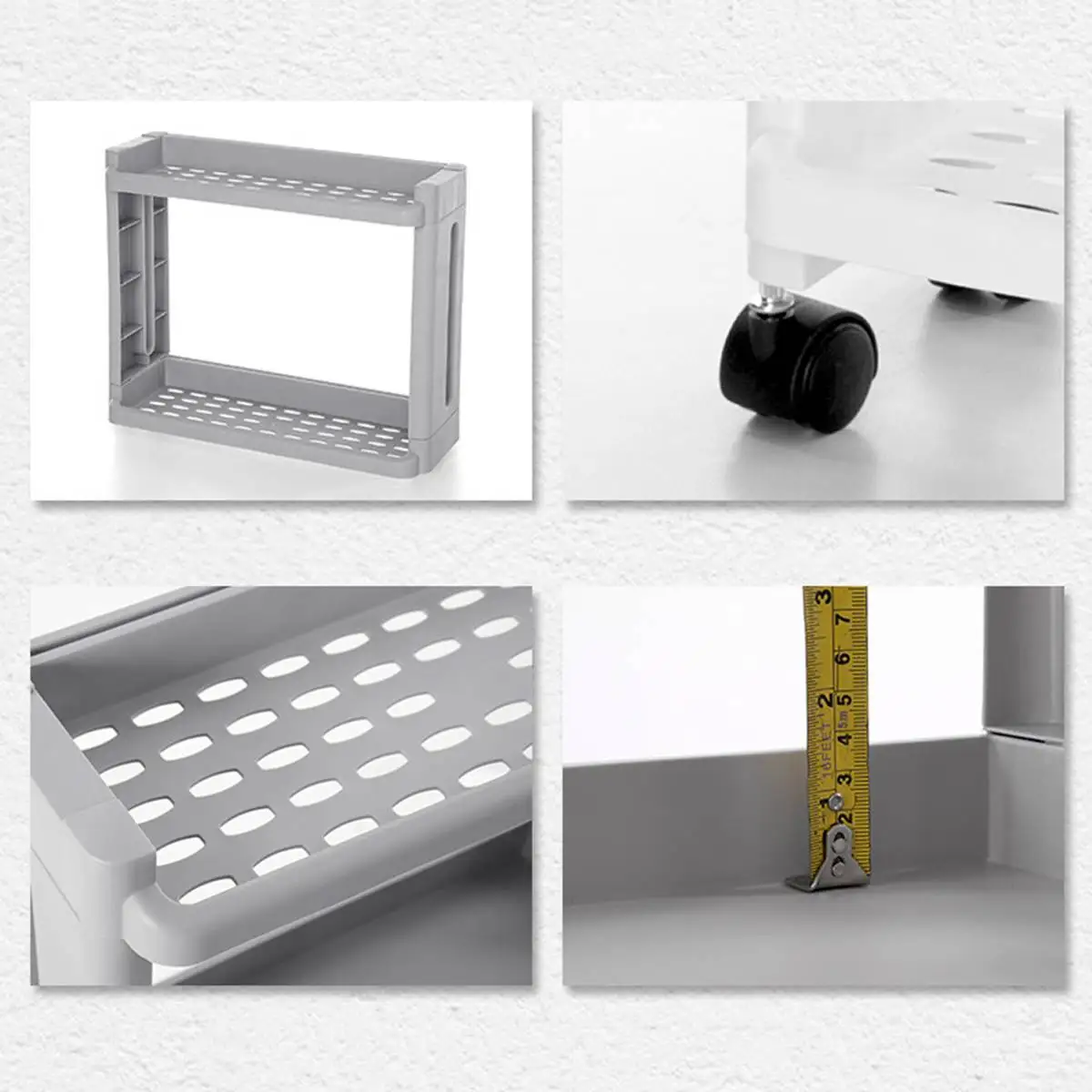 

2/3/4 Layer Kitchen Storage Rack Slim Slide Tower Movable Assemble Plastic Bathroom Shelf Wheels Space Saving Organizer