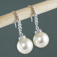 classic imitation pearl drop earrings for women elegant cubic zirconia earrings female wedding party anniversary gift