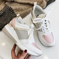 2021 woman wedge platform sneakers shiny bling height increasing sports running shoes outdoor coomfortable casual walking shoes