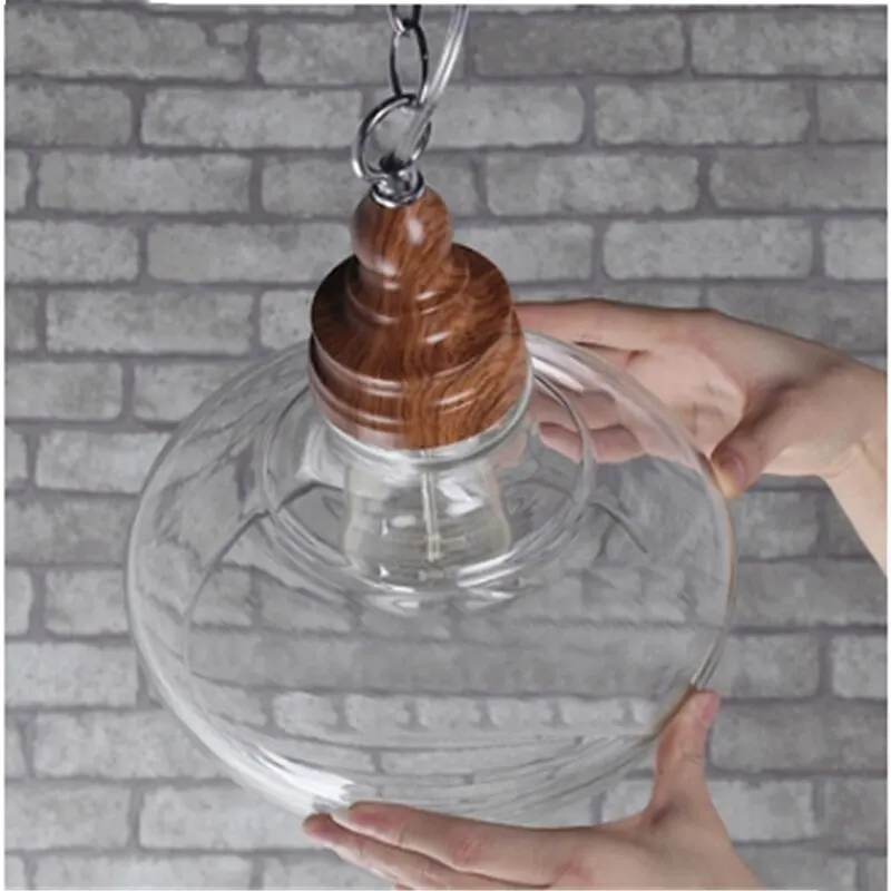 

Хрустальные светильники с текстурой древесины, ретро-светильник для спальни, современные подвесные светильники для столовой из деревянног...