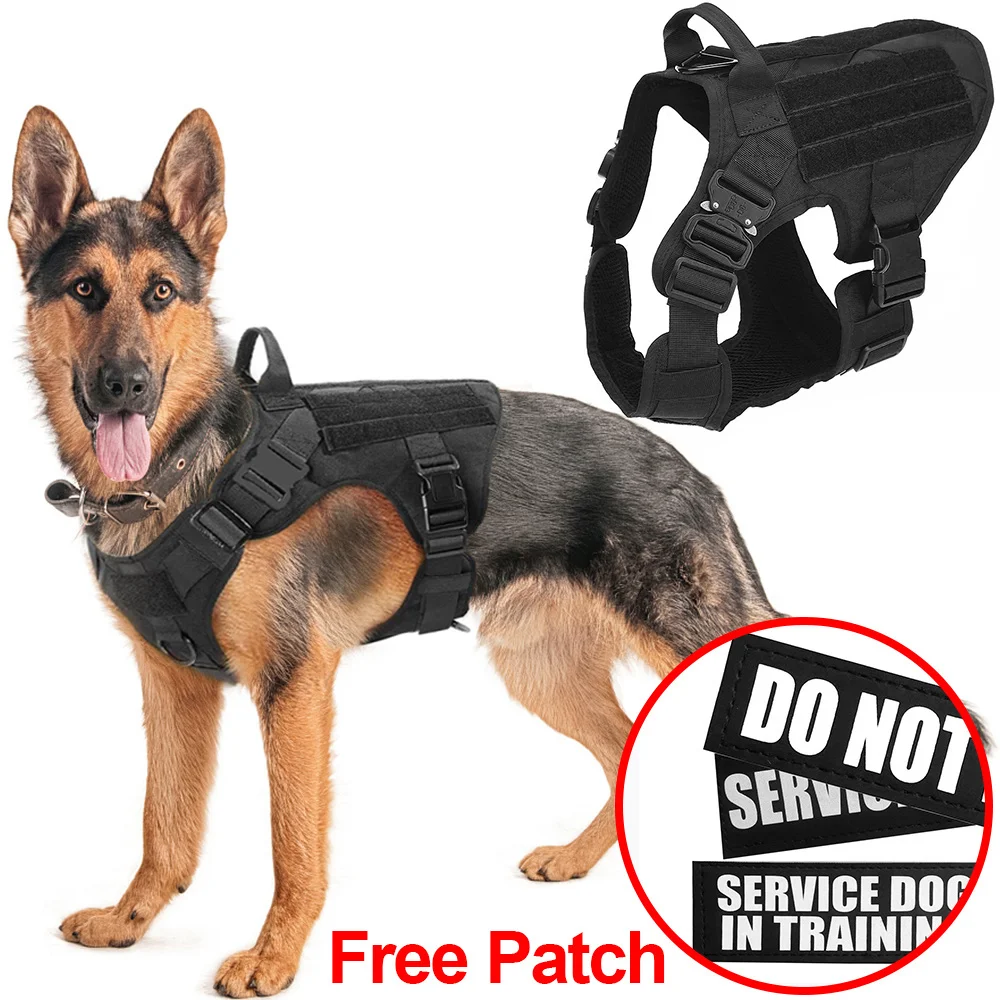 

SHZQ Tactical Dog Harness Pet Training Vest With Metal Buckle German Shepherd K9 Dog Harness and Leash Set For Small Big Dogs