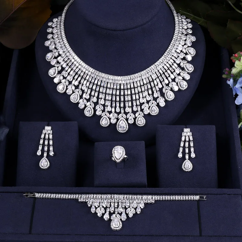 Роскошные Свадебные Ювелирные наборы для невесты ювелирные изделия серьги-капли