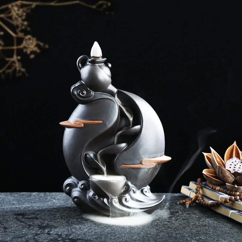 Керамическое ремесло горная речка ладан держатель фиолетовая глина база водопад