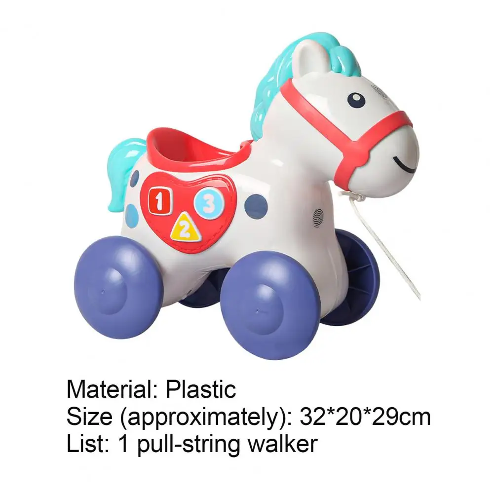

Push Pull Toy Cartoon Animal Shape Early Education Safe Horse Pull Along Walking Toy for Gift