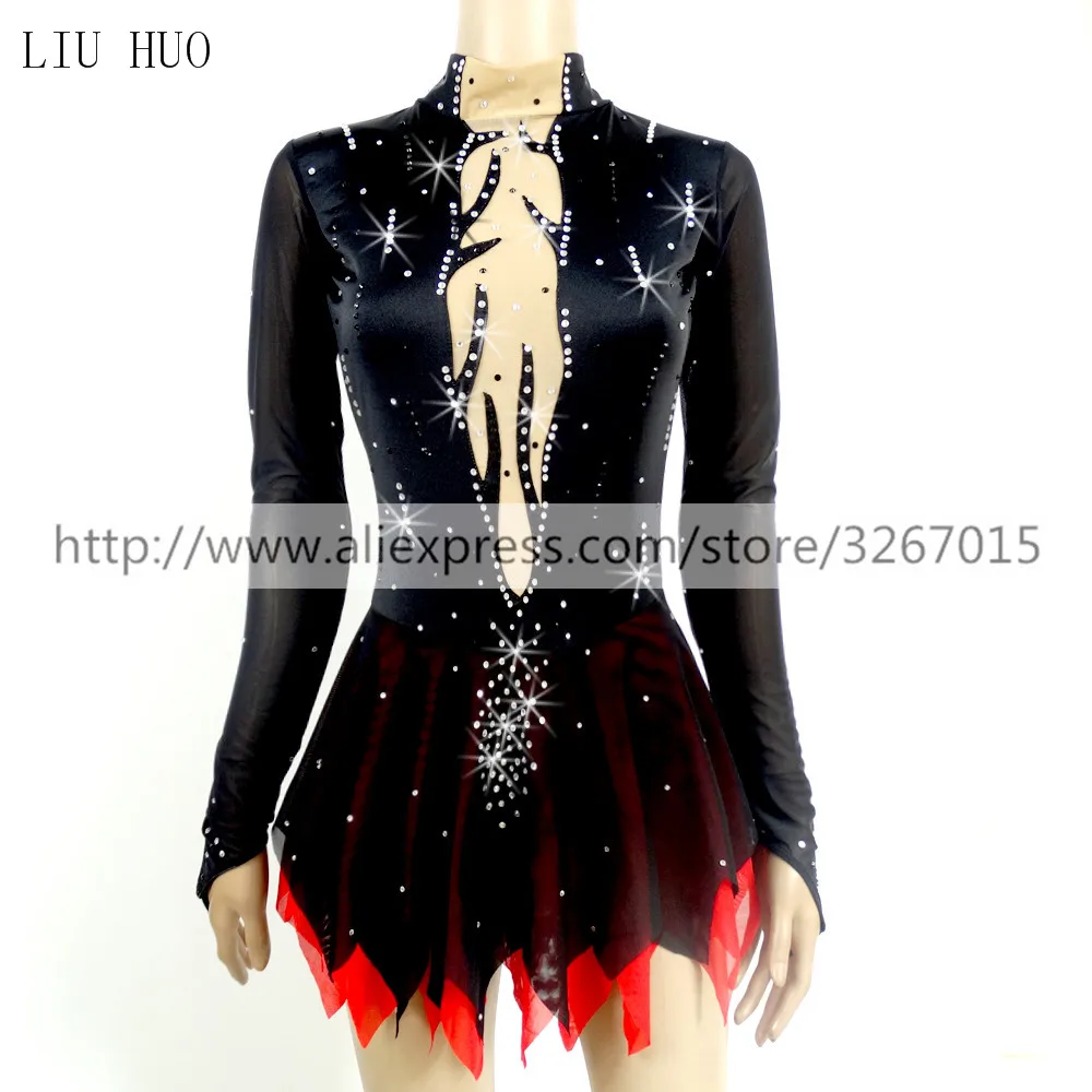 Платье для фигурного катания женское платье на коньках черное микро эластичное