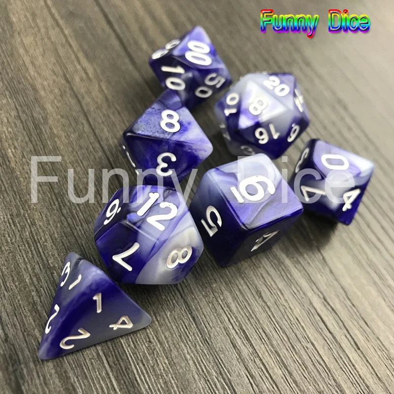 41 bule x white Новые 7 шт. 2-х цветный набор Игральный костей с Туманность многогранные кубики со свободным кости сумка D4-D20 для Dnd RPG настольная вечерние Семья игра - Цвет: 41 bule x white