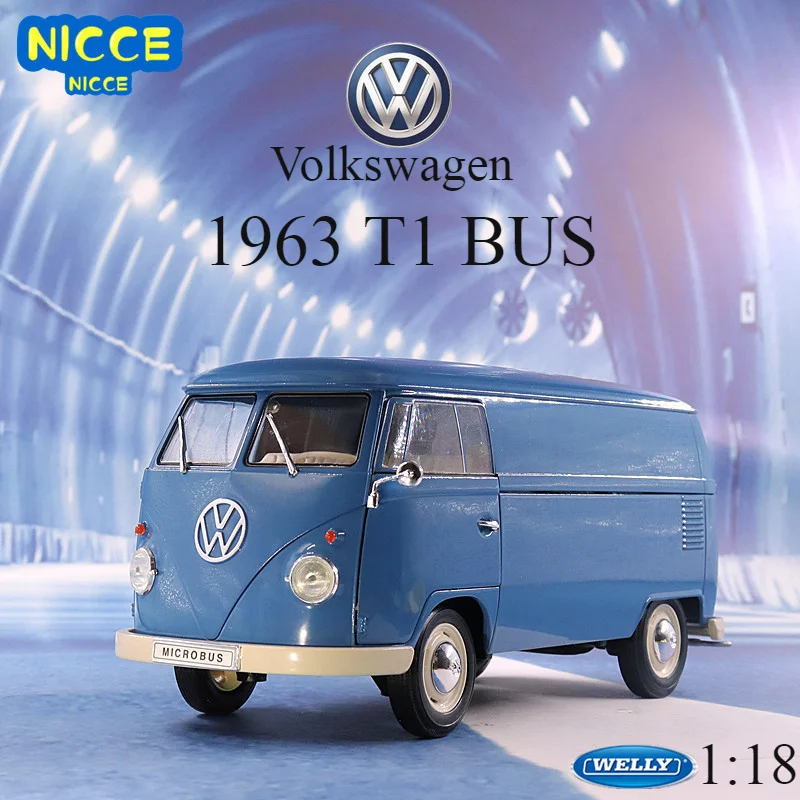 

Модель автомобиля WELLY 1:18 Volkswagen 1963 T1 из металлического сплава с имитацией автобуса