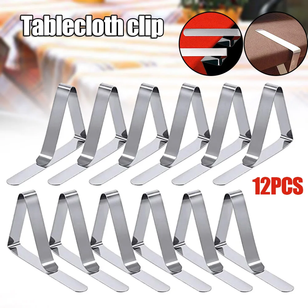 

Tablecloth Clips 12Pcs Stainless Steel Picnic Table Clips Table Cloth Holders for Picnics Marquees Weddings Parties BJSt
