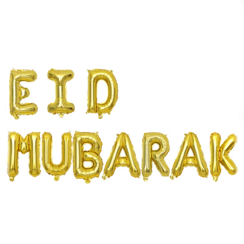 

11PC 16 Inch EID MUBARAK Foil Balloons Ramadan Kareem New Year Islamic Muslim Letter Balloon Home Festival Party Decoration