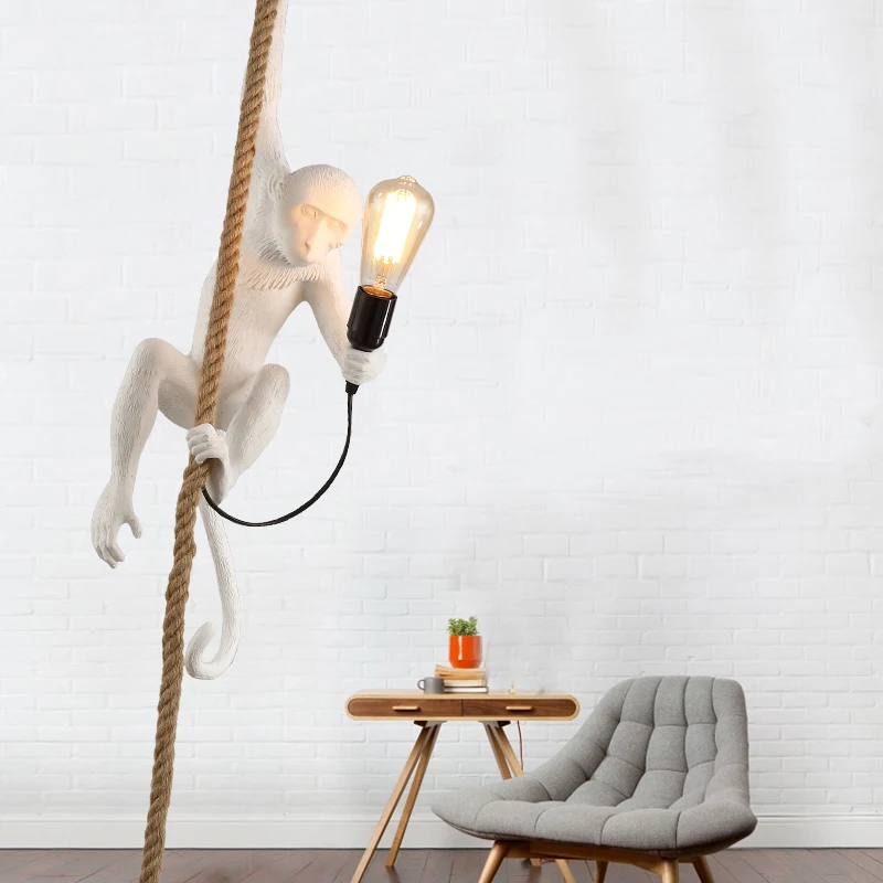 

Nordic Resin Creative Monkey Lamp Retro Industrial Pendant Lights Living Room Restaurant Lustre Pendente Bar Kitchen Hanglamp