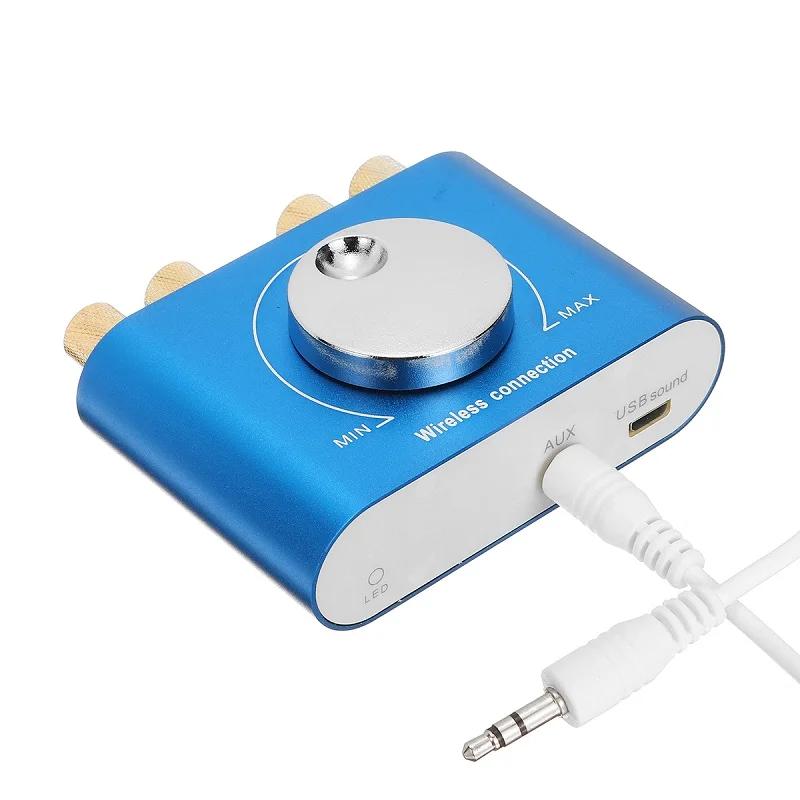 Nobsound 12 в 100 Вт HiFi мини усилитель мощности AUX для android USB цифровой амперметр bluetooth 4,2 аудио усилитель мощности - Цвет: Sky Blue