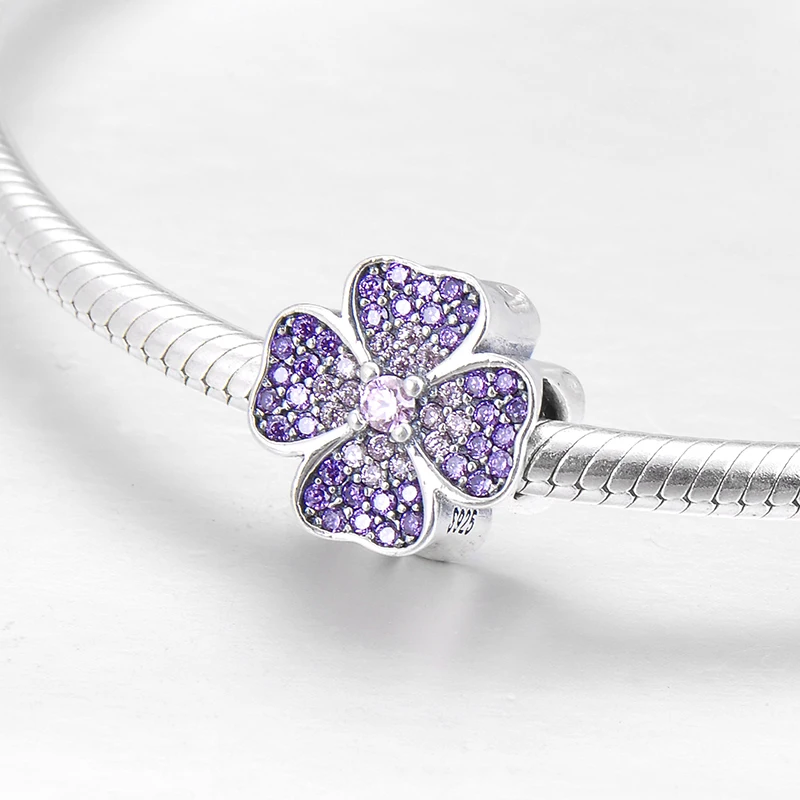 Новинка Стерлинговое Серебро 925 пробы романтичный фиолетовый персиковый цвет CZ