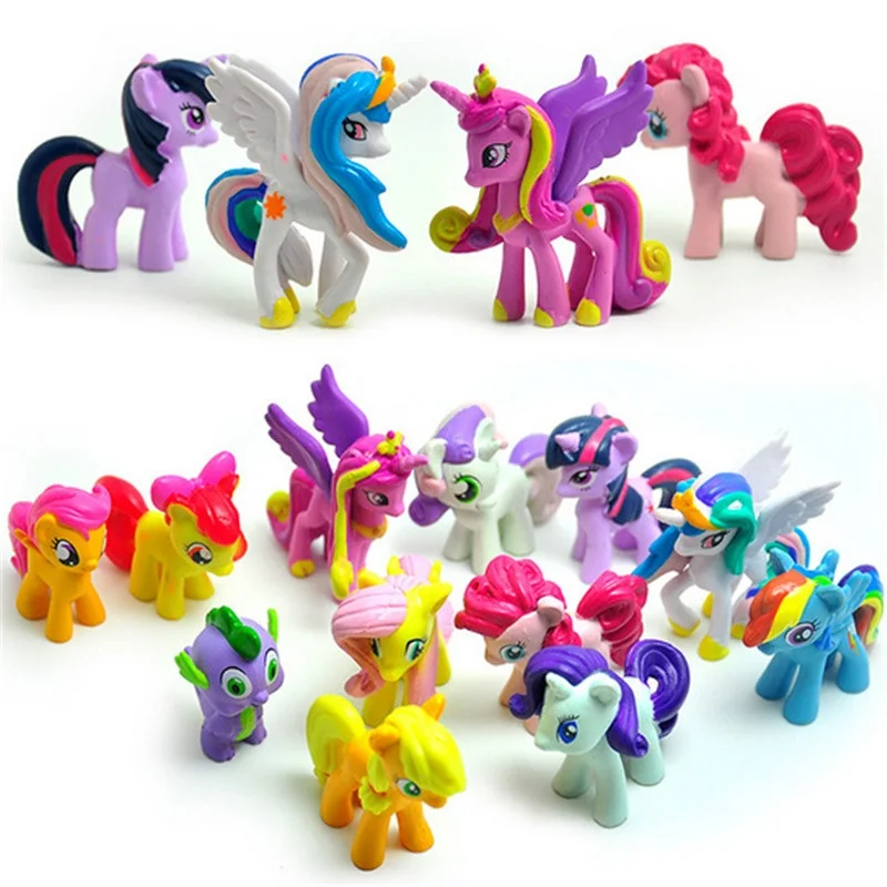 

12pcs/lot Cute Little Horse Pvc Action Figures Toys for Children Earth Ponies Unicorn Pegasus Alicorn Bat Figure Model