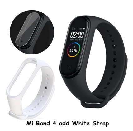 CN Add White Strap Оригинальные Xiaomi Mi Смарт-часы с 4 полосами AMOLED цветной экран HeartRate Фитнес Спорт 50 атм водонепроницаемый смарт-браслет Bluetooth 5,0 - Цвет: CN Add White Strap