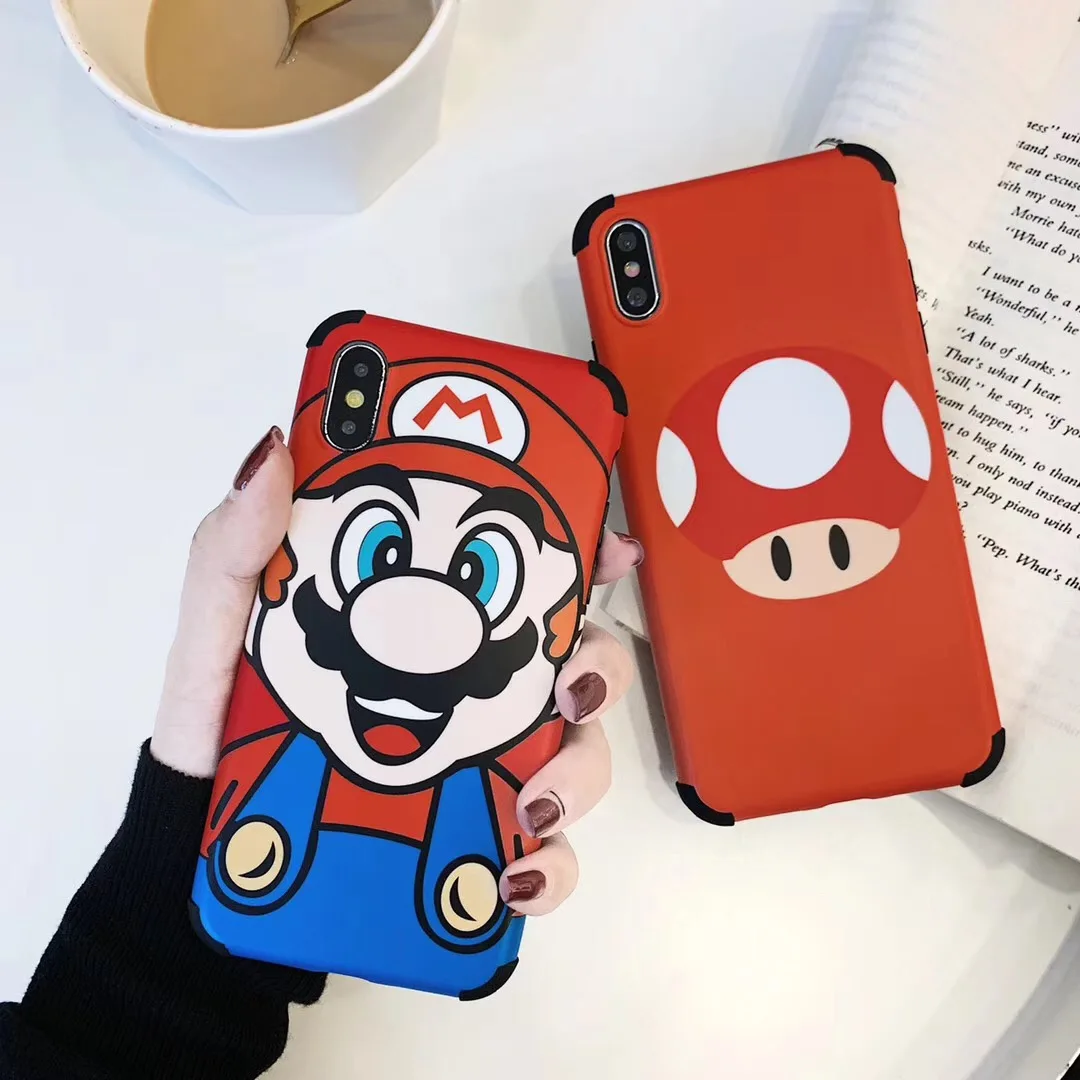 Cute Cartoon Classic game Marios mushroom cover for Apple iPhone 7 7plus 6 s 8 Plus X XS Max Xr Back protects hard coque |