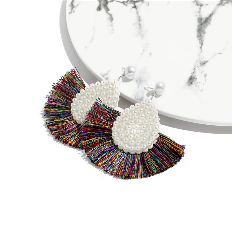 

Beaded Drop Earrings Pearl Tassel Dangle Earrings sector Ethnic Boho Earrings Multicolor Pearl Pendant Dangle Earrings Jewelry
