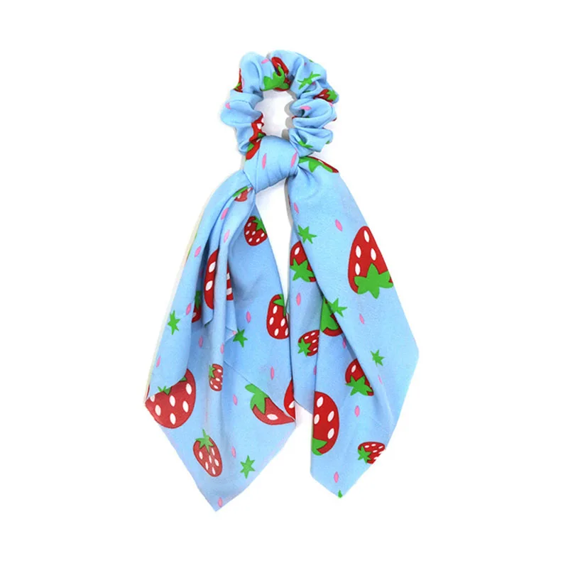 Милые эластичные резинки для волос с принтом клубники и ананаса конским хвостом